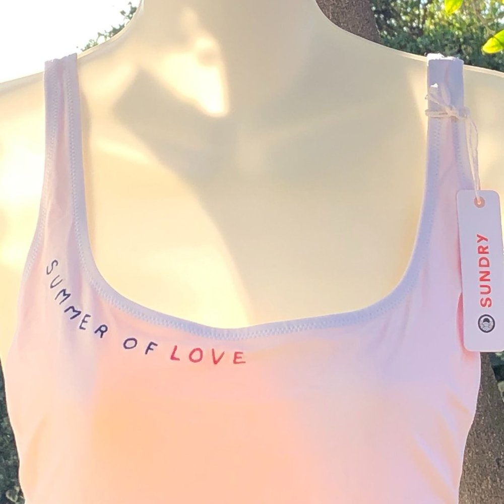 Sundry Anthropologie White Summer Of Love One Piece Swim Suit Size Small - Picture 7 of 15